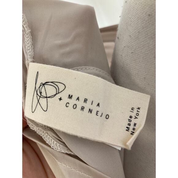 Maria + Cornejo Beige V-Neck/V-Back Sleeveless High Low Hem Sz 6 - Picture 3 of 3